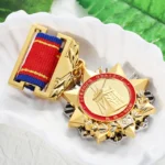 5654-5-Distintivo d'onore personalizzato a forma di stella a cinque punte in metallo