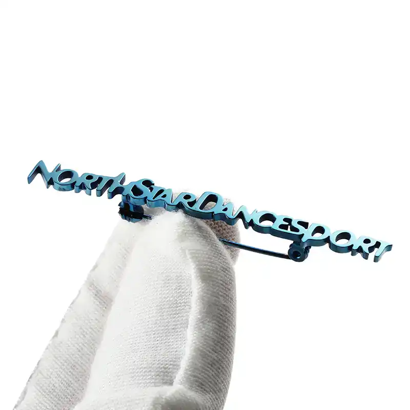 1570-4-North Star Dancing Sports Blue Letter Pins Brooch