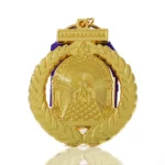 5702-1-Purple-black woven ribbon with golden hollowed-out commemor