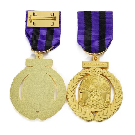 5702-3-Purple-black woven ribbon with golden hollowed-out commemor